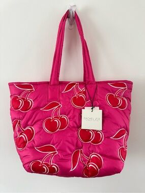 Rachel Zoe Pink Quilted Cherry Print Tote